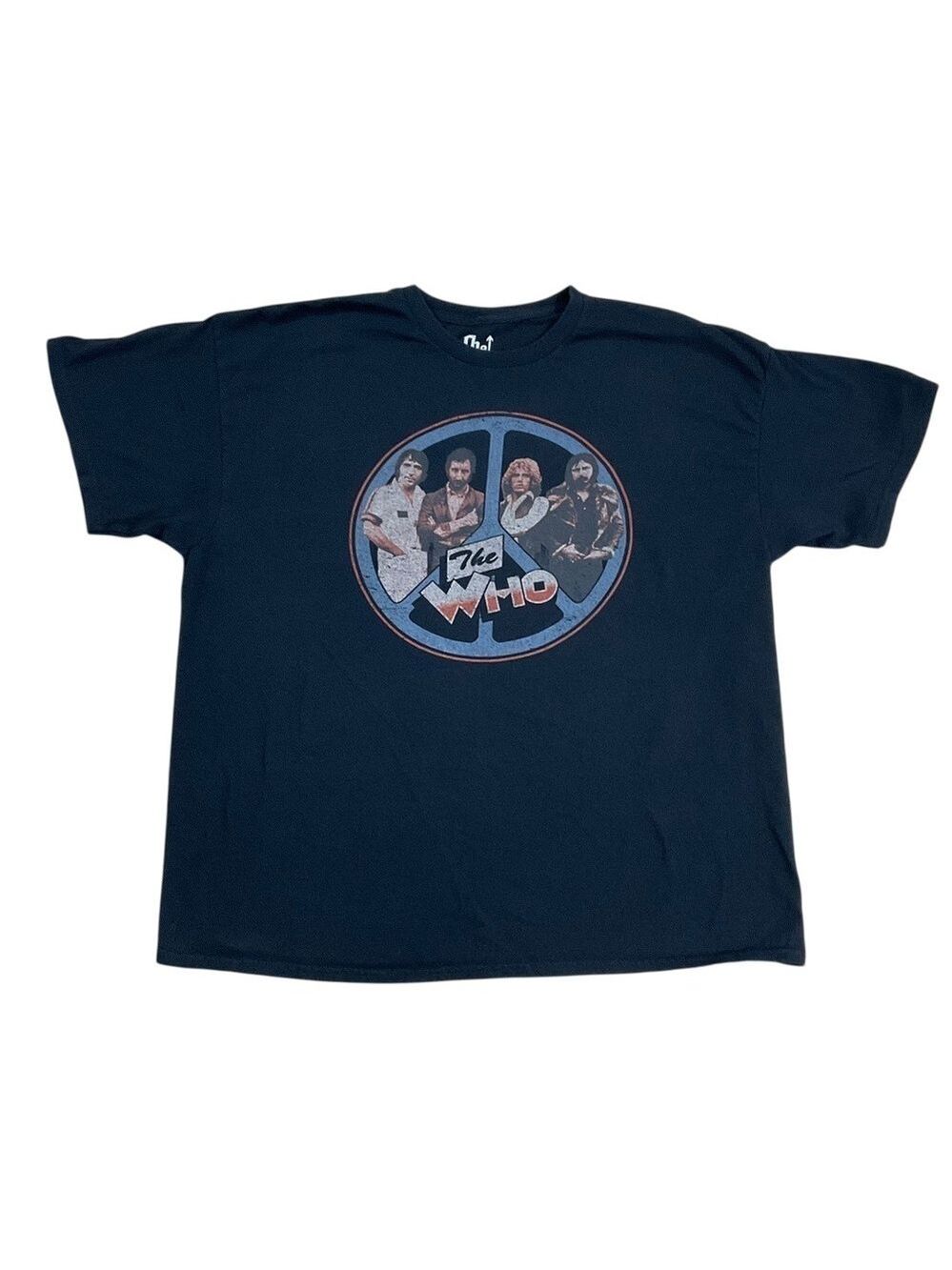The Who Band Graphic Tee XXL Black 100% Cotton 2024 Vintage Style Peace Sign